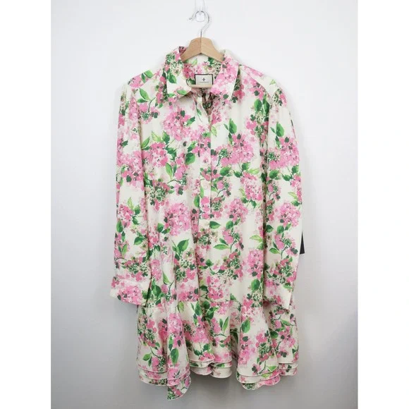 NWT Tuckernuck Gossamer Pink Hydrangea Callahan Shirt Dress XXL - Picture 2 of 12
